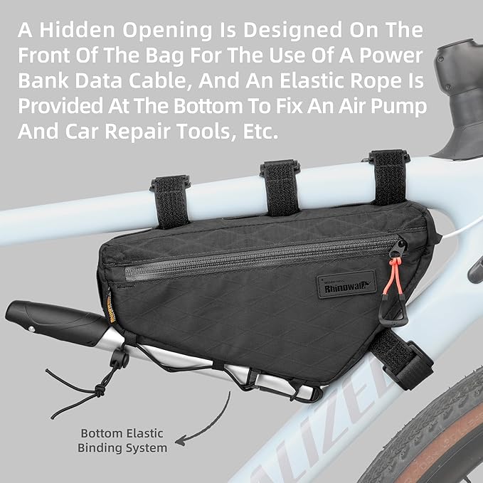 Bike Frame Bag Bike Triangle Bag Bicycle Pouch Under Tube Bag 1.7L with Dual Side Mesh Pockets for MTB Road Bike Cycling Commuting and Outdoor Adventures