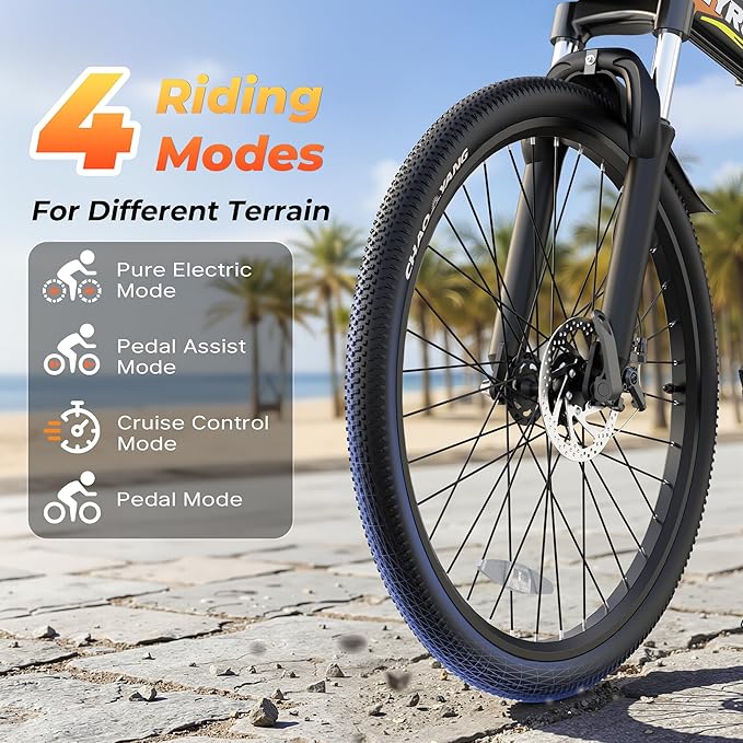Electric Bike for Adults - Peak 750W 26''Folding Ebikes, Commuter Ebicycles with 48V Removable Battery, Up to 20+ MPH 50+ Miles, Dual disc Brakes & Dual Hydraulic Suspension