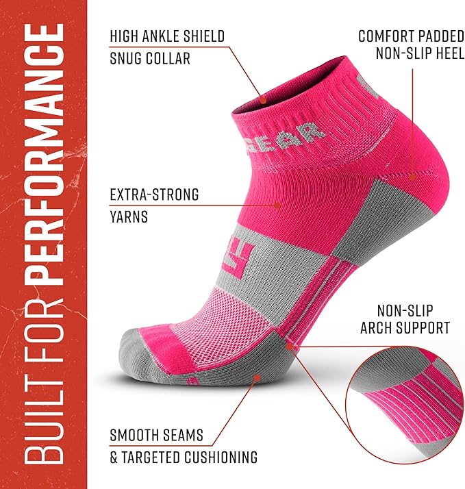 MudGear Quarter Crew Trail Socks, Blister-Resistant, Sweat-Resistant & Quick-Drying, Cushioned Footbed, Made in USA, 2-Pack