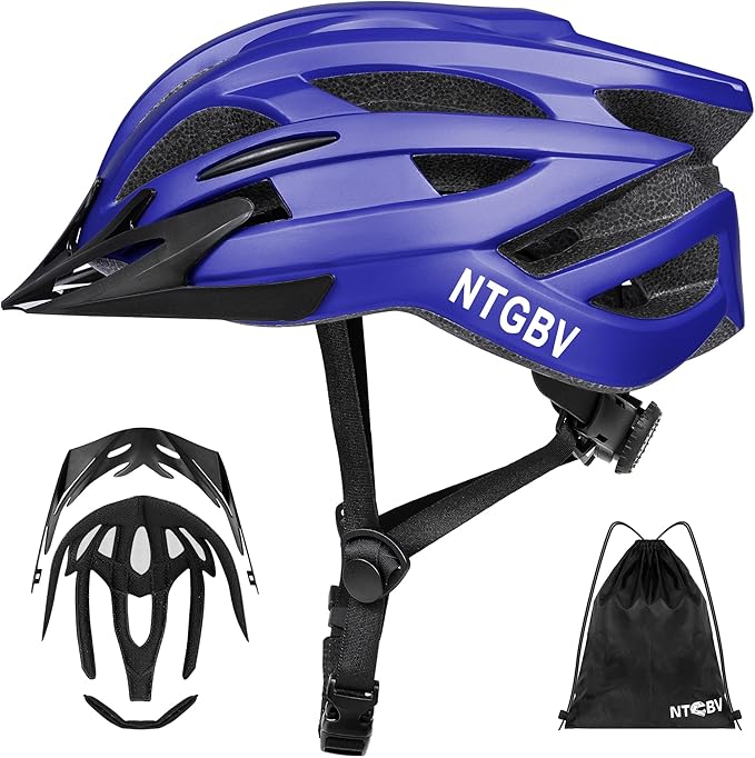 Adult Bike Helmet for Men/Women with Helmet Bag 2 Removable Moisture-Wicking Liners & Visors Lightweight Shockproof Adjustable Design CPSC 1203 & EN 1078 Safety Certified for Road/Commute/MTB