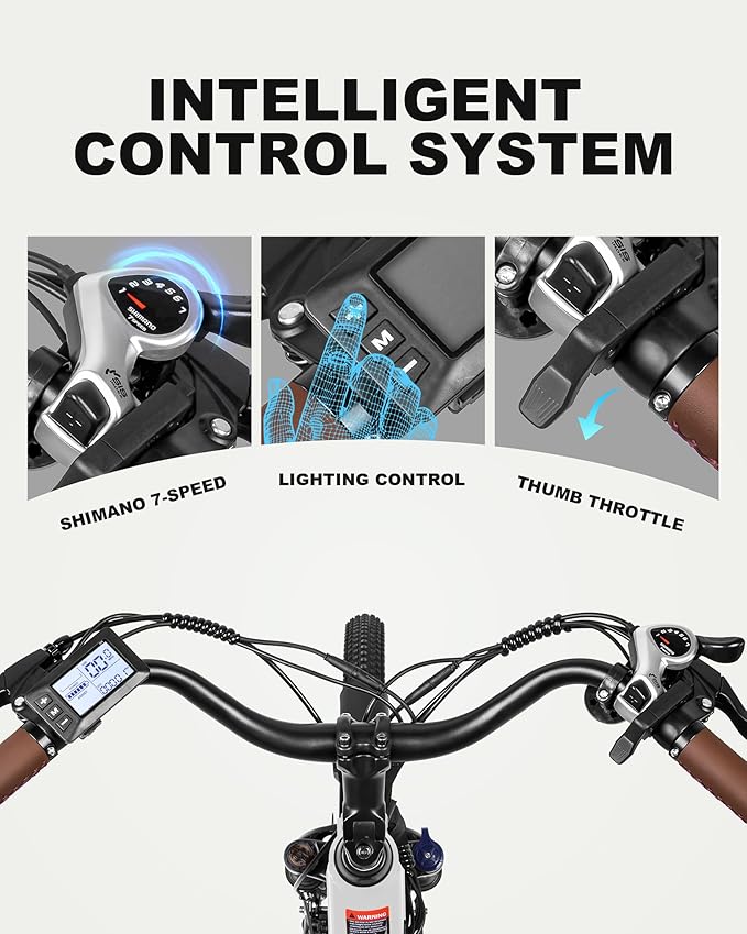 ACTBEST Electric Bike for Adults, Cores 26" Electric Commuter Bike Up to 28MPH 70 Miles, with Peak 1200W Motor, 48V 576Wh Removable Battery, 7-Speed City Cruiser Mountain E Bike for Commuting