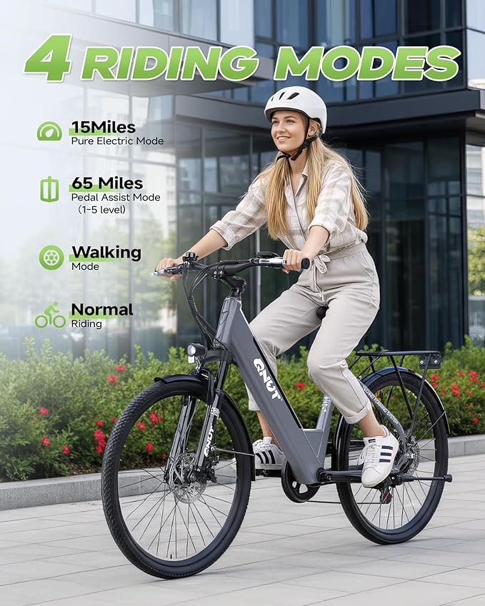Electric Bike for Adults, 1200W Peak Commuter Ebike with 48V Built-in Battery 26" City Step Through E-Bike 7-Speed 65Miles 20Mph Urban Electric Bicycles for Women Men Teens