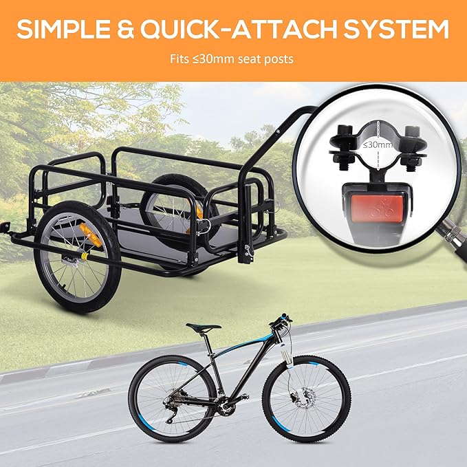 Bike Cargo Trailer, Bicycle Trailer, 88 lbs Load Capacity, Heavy-Duty Bicycle Wagon Cart w/16 Wheels, Foldable Compact Storage with Universal Hitch