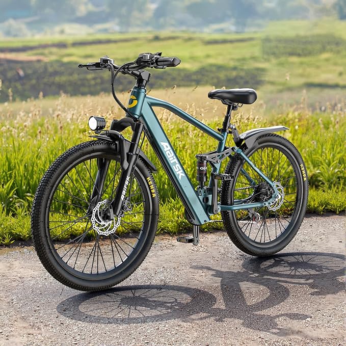Electric Bike, 23Mph Speed, 13Ah Battery & 750W Motor, 21-Speed & Dual Suspension Ebike, Long Range 40 Miles, 26"/24 Inch Electric Mountain Bicycle for Adults
