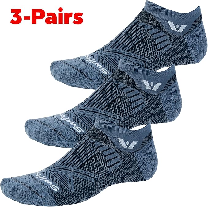 Swiftwick- ASPIRE (3 Pairs) No-Show Running Socks, Cycling Socks, Compression Fit