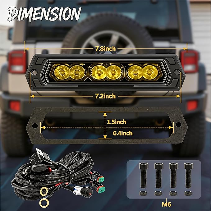 Flush Mount LED Pods, YCHOW-TECH 7inch 12,000LM Amber CREE LED Driving Lights Spot Beam Reverse Backup Light Flush Light Bar Off Road Lights Work Light for Truck Pickup UTV ATV SUV Boat 4x4 Car