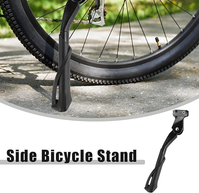 X AUTOHAUX Fit 20-22 Inch Bicycles Adjustable Bicycle Stand with Central 2 Holes Non-Slip Side Stand Kickstand Bicycle for Mountain Bike E-Bike Enter-to-Center Distance 40mm