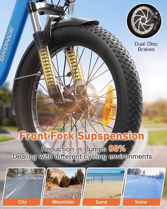 Electric Bike, 1000W Peak Folding Electric Bike, 486Wh 70 Miles Range Ebike, Waterproof Removable Battery, 7 Speed, 25 MPH Max, 20" Step-Thru Bicycle with Front Basket