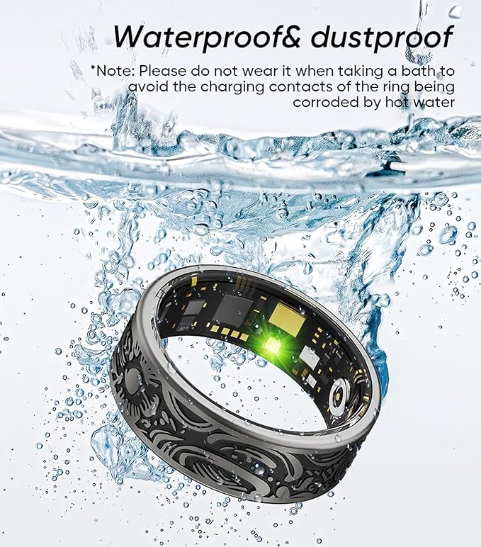 Smart Ring for Men Smart Ring Women Heart Rate Monitor Sleep Tracker Health Ring Fitness Tracker Gesture Control GPS Pedometer Calories Step Counter IP68 Waterproof Compatible with iOS Android Phones