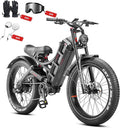 eAhora 5600W Romeo Pro 3 Dual Motor Electric Bike for Adults 50MPH, 60V70A, 26x4 Fat Tire Full Suspension All Terrain Ebike for Men Women, Up to 200 Miles for Snow Off-Road Commuter Mountain E-Bike