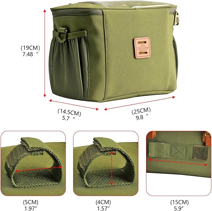 TOURBON Nylon Bike Handlebar Bag with Shoulder Strap, Insulated Cooler Bag Bicycle Front Basket Storage Pouch with 6.5 inch Transparent Pouch