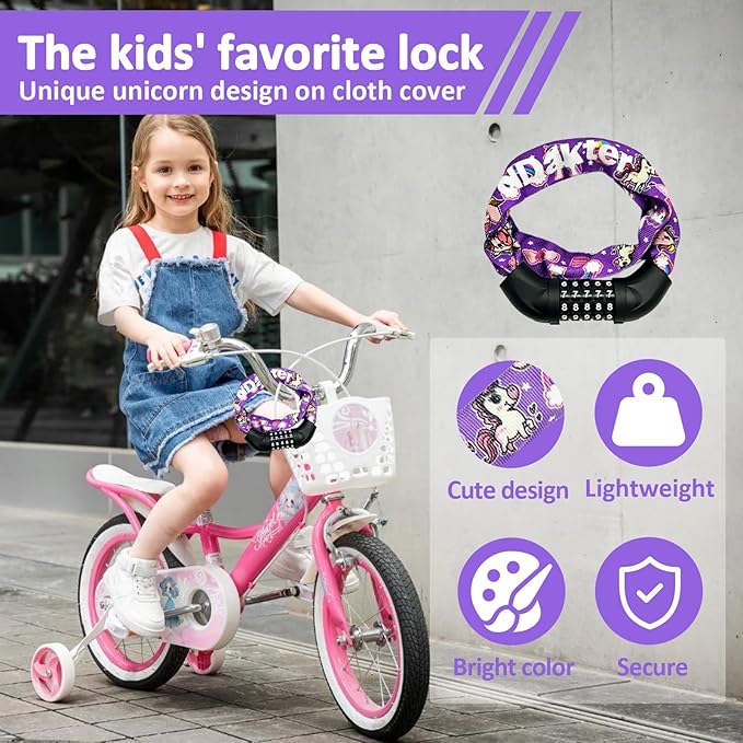 NDakter Bike Lock, 5 Digit Combination Heavy Duty Anti Theft Bicycle Chain Lock, 2.62/3.2/4.27/5/6Ft Long, High Security Resettable, Suitable for Bike, Scooter, Door, Gate, Fence-4/6mm Thick
