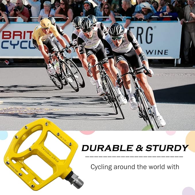 UPANBIKE Magnesium Alloy Bike Pedals 9/16'' Spindle Bearing High-Strength Non-Slip Large Flat Platform for Mountain Bike Road Bicycle