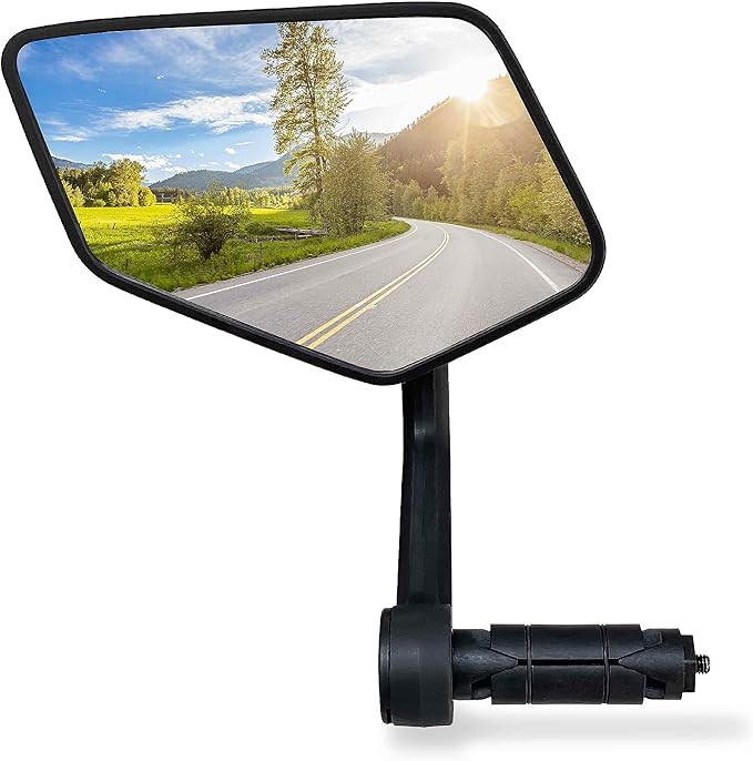 Bike Mirror for Handlebar, HD Glass Lens Scratch Resistant and Fall Resistant Bicycle Mirror, Adjustable Bar End Rear View Mirror for E-bike, Mountain Bike & City Bikes (Left 0.59-0.78")