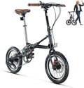 16 Inch Folding Bike for Adults, 1-Second Quick Fold Technology, Lightweight 33lbs Commuter Bicycle, 95% Pre-Assembled, 7-Speed Gears, Space Saving Foldable Bike for City Travel