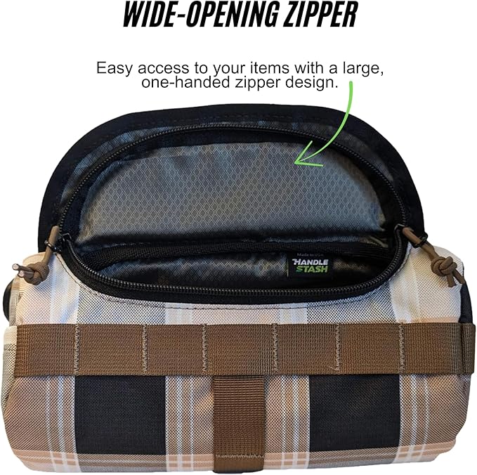 Handlebar Bag (Plaid Max) | 2 Liter Capacity | Spacious Bike Bag w/ 2 Extra Long Buckle Straps & 1 Hook-and-Loop Strap | Water Resistant Front Basket | Bike Accessories | Made in USA