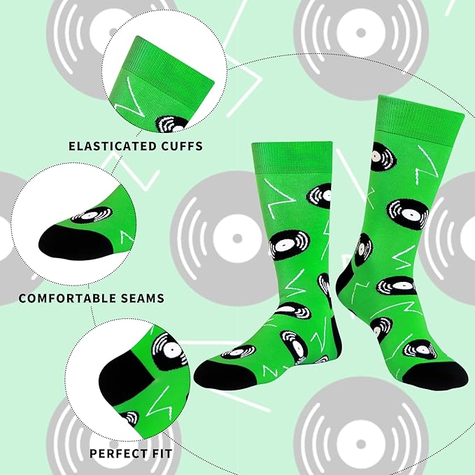 WeciBor Men's Dress Funny Crazy Colorful Novelty Combed Cotton Crew Socks 12 Pack - Size 7-10/10-13/13-15