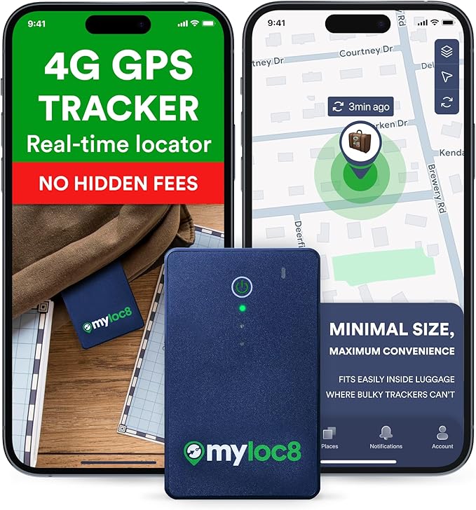GPS Luggage Tracker for Suitcases TSA Approved, Android & iOS Compatible - Smart Tag with Bag Opening Alert - Real-Time Tracking Device for Travel or Even Car, Trailer, etc. – Long Battery Life