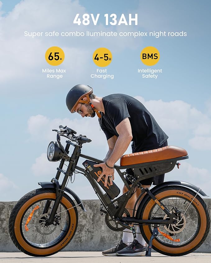 isinwheel Electric Bike Adults 750/1500W Ebike 20/28MPH, 55-75 Miles Electric Motorcycle with 10.4/13AH Battery, 20" Fat Tire Electric Dirt Bike 7-Speed E-Bike Full Suspension, R/L Turn Headlight