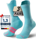 Womens Coolmax Bamboo Viscose Compression Running Crew Socks, Moisture-Wicking Anti-Blister Hiking&Gym Athletic
