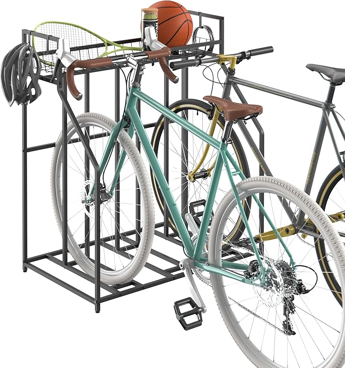 ClosetMaid ProGarage Bike Stand Rack with Storage Shelf and 4 Hooks for 3 Bicycles, Adult or Kids, Black