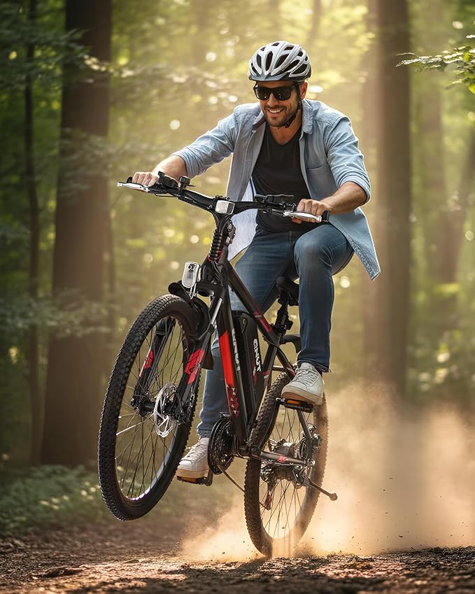 350W Full Aluminum Electric Bike for Adults & Teens, Upgraded Adjustable Handlebars, 21-Speed 26" Commuter E-Bike with Dual Disc Brakes, 40-Mile Range, Mountain Bike for Men/Women