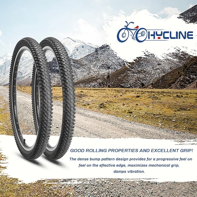 Hycline Mountain Bike Tire: 20/24/26/27.5-inch Folding Replacement High-Performance Wear-Resistant Bicycle Tires for MTB Off-Road Bike