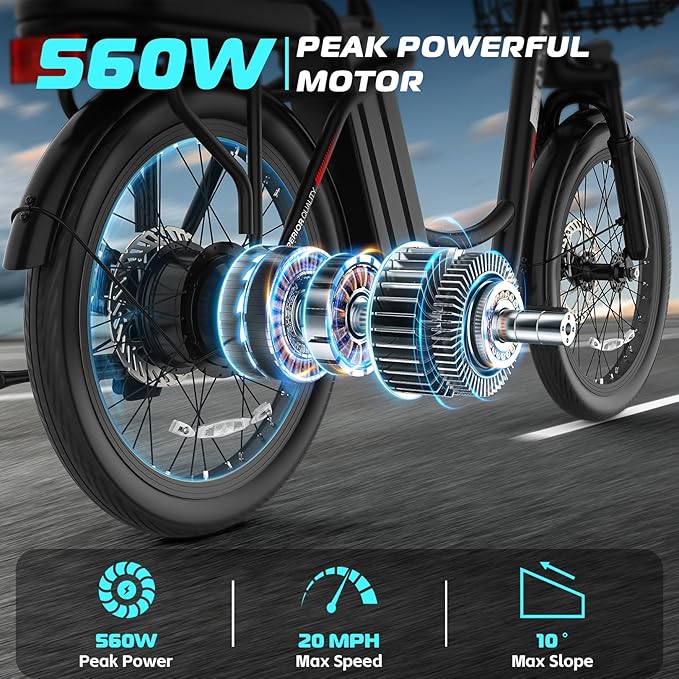 Caroma Peak 500W/800W/1200W Electric Scooter with Seat, 20" Fat Tire Electric Bike with 48V Removable Battery, Up to 30Miles & 20MPH, Adult Scooter for Commuting with Basket&Adjustable Seat