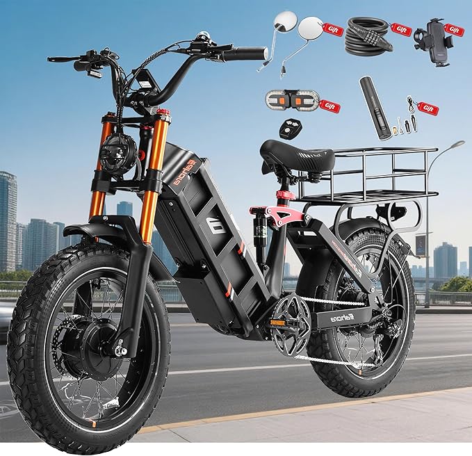 eAhora Juliet Pro 2/Juliet 2/Juliet Electric Bike for Adults 43Mph Peak 5400W/1700W/1200W Dual Motor Ebike 60V-52V 70Ah-60Ah 200+Miles Long Range Fat Tire Full Suspension Mountain Bike, E Bike