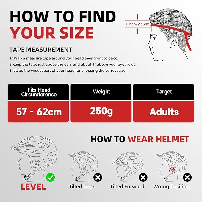 Adult Bike Helmet, Bicycle Helmet with Rear LED Light & Detachable Magnetic Goggles,Cycling Helmet Adjustable for Men Women Mountain & Road
