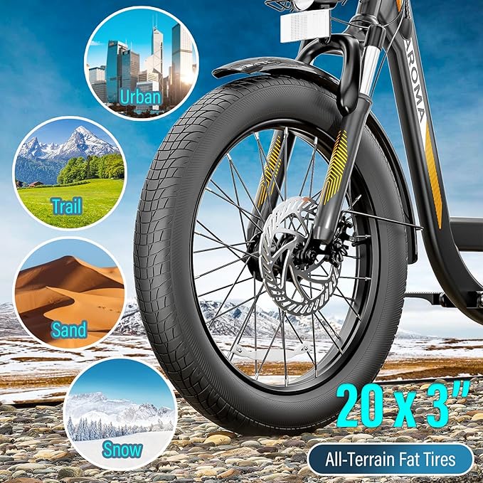 Caroma Peak 500W Electric Scooter with Seat, 20" Fat Tire Electric Bike with 36V Removable Battery, Up to 15Miles & 20MPH, Foldable Adult Electric Bicycles for Commuting with Basket (Black)