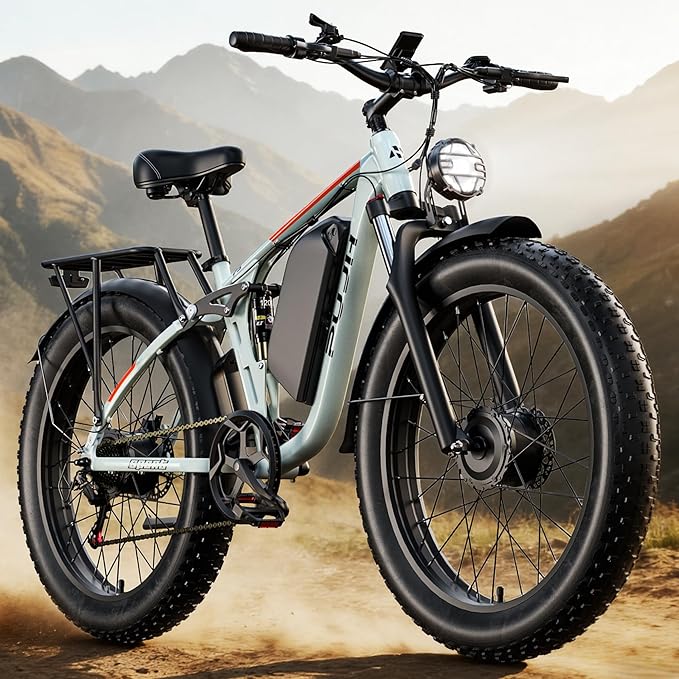 4000W Dual Motor Ebike with 52V 25Ah Removable Battery for Adults,Max Speed 38MPH Up to 100 Miles,24" Fat Tire Electric Bike for Snow Off-Road Commuter Mountain E-Bike for Men