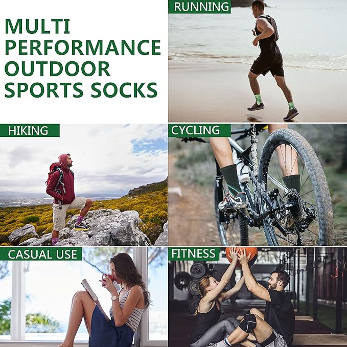 HUSO Hiking Socks Men Women Fashion Novelty Digital Printing Sports Crew Socks 3, 4 Pairs