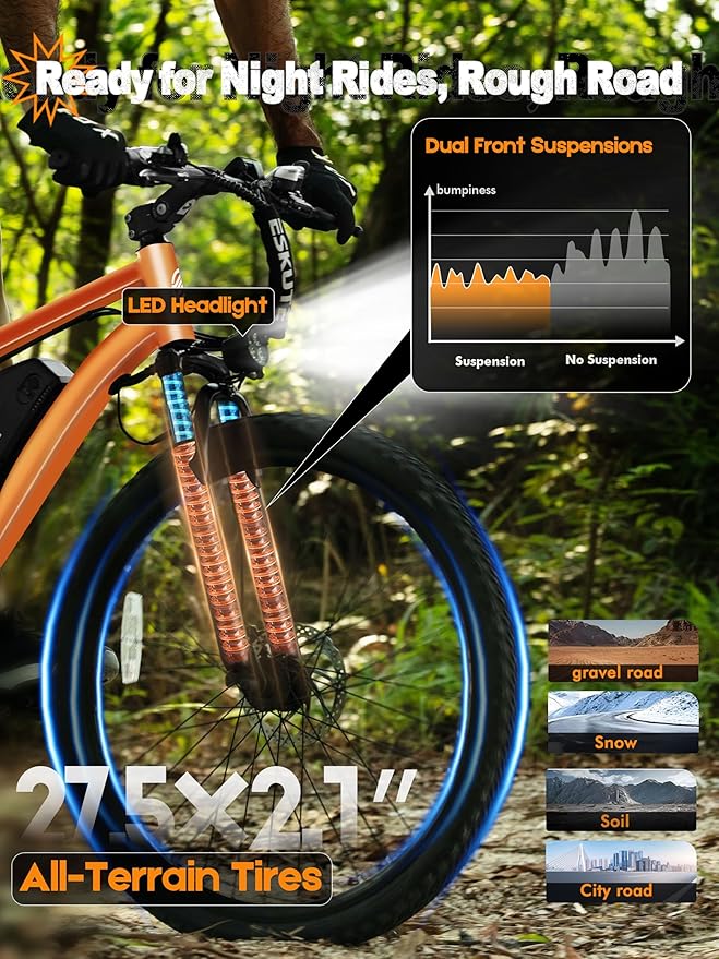 M200 Electric Bike for Adults – 21-Speed Gear 27.5" Mountain E-Bike, 1200W Peak Brushless Motor 28MPH, 48V 10.4Ah&13Ah Removable Battery, Up to 55-65 Miles Range, Step Over Commuter E-MTB, NFC Unlock