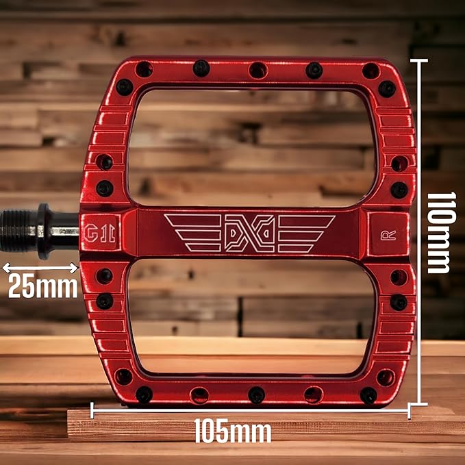 PDX G11 Mountain Bike Pedal MTB Pedal Large Concave Platform Machined Aluminum Polished Bicycle Non-Slip Pedals 9/16 Chromoly Spindle Smooth Ball Bearings