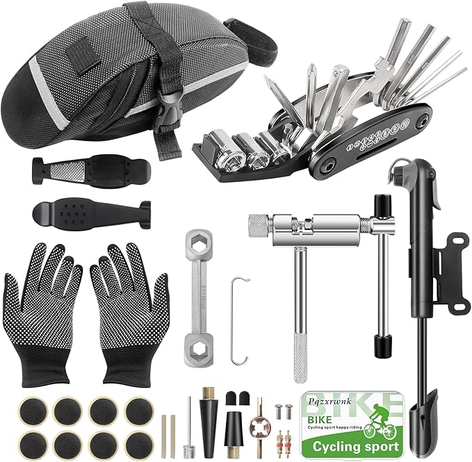 Ultimate 27-Piece Bike Repair Kit - Roadside Emergency Savior with 120PSI Mini Pump (Fits Presta & Schrader), 16-in-1 Multitool & Glue-Free Tire Patch, Pro Set for Road & Mountain Bikes