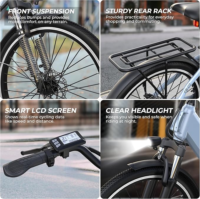 Electric Bike for Adults,26" Step-Thru EBike with 1000W Peak Motor,50 Miles 21.7MPH Adult Electric Bicycles with 48V Internal Removable Battery, Adjustable Stem,7 Speed,UL 2849 Certified