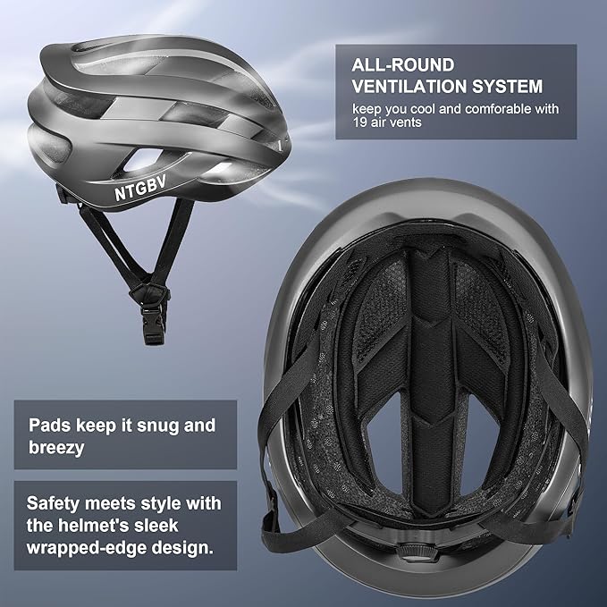 Adult Bike Helmet for Men/Women with Helmet Bag 2 Removable Moisture-Wicking Liners Adjustable Dial Comfort Fit Lightweight Shockproof CPSC 1203 Safety Certified for Road-Ready/Urban-Commute/MTB