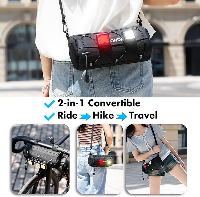 Bike Handlebar Bag for Bicycle Front Storage Bag Waterproof Shoulder Bag with Shoulder Strap for Road Mountain Bike Bikepacking