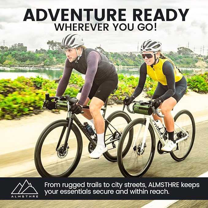 ALMSTHRE Signature Bar Bag – Hunter Green | Hard-Shell Bike Handlebar Bag with Waterproof Zippers & Adjustable Straps | Lightweight Bicycle Handlebar Bag, Compatible with Road, Gravel & MTB Bikes