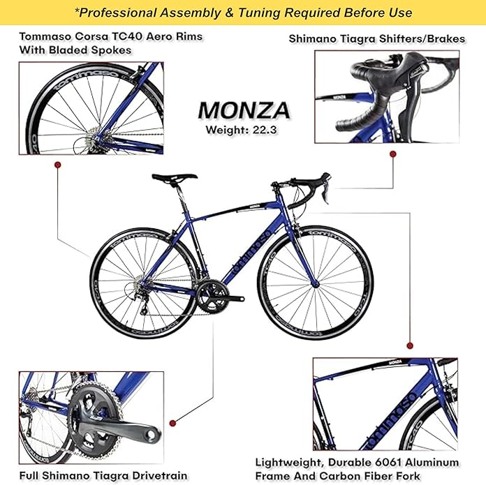 Tommaso Monza Sport Bike Performance Aluminum Road Bike Carbon Shimano Tiagra 24 Speeds Road Bicycle Men Road Bikes for Mens