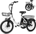 Qlife Triker Electric Bike, Peak 750W Brushless Motor Folding Trike Ebike, 468Wh Removable Battery, Step-Thru 3 Wheel Electric Bicycle, Up to 50 Miles, 20 Tire Tricycle for Adults