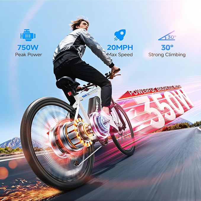 Electric Bike for Adults & Teens - 350W 26" Victor Ebike - 21-Speed, 20Mph Up to 40Miles with Dual Disc Brakes, Commuter E-MTB for Men Women | UL 2849 Certified