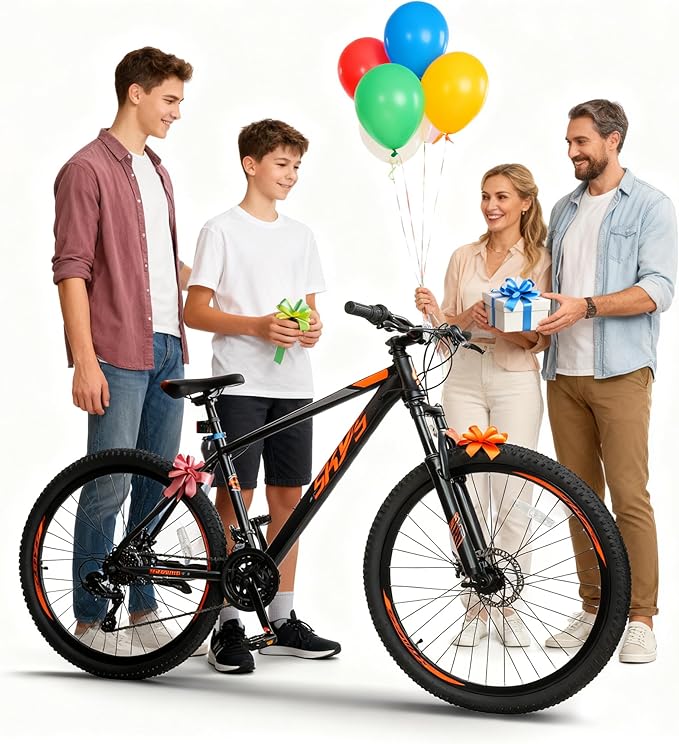 Convend 24/26/27.5" Mountain Bike for Adults, 21-Speed Twist Shifters, Lockout Suspension Fork, Dual Disc Brakes, High-Carbon Steel Frame, All-Terrain Tires, 85% Pre-Assembled