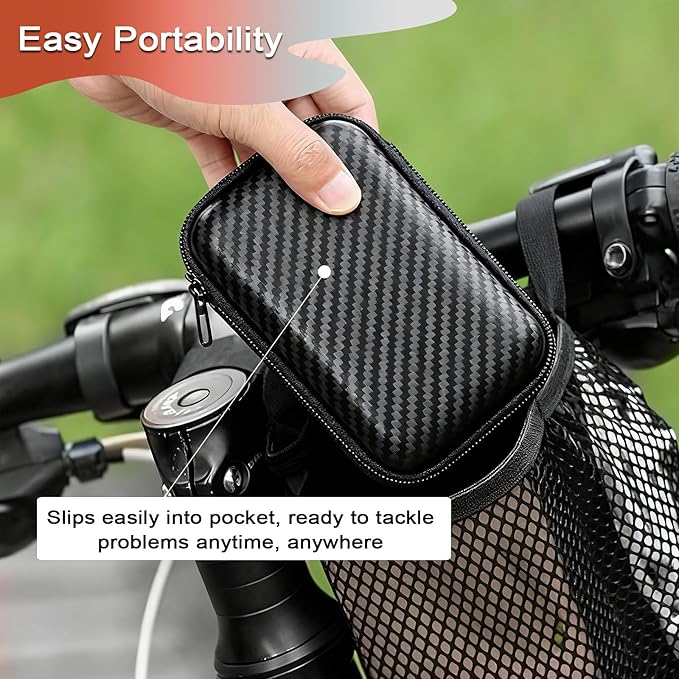 74 Pcs Bike Tire Repair Kit,Portable Bicycle Tire Patch Kit,Premium Tool Kit with Valve Core Wrench,Needle-nose Pliers,Suitable for Mountain and Road Bike