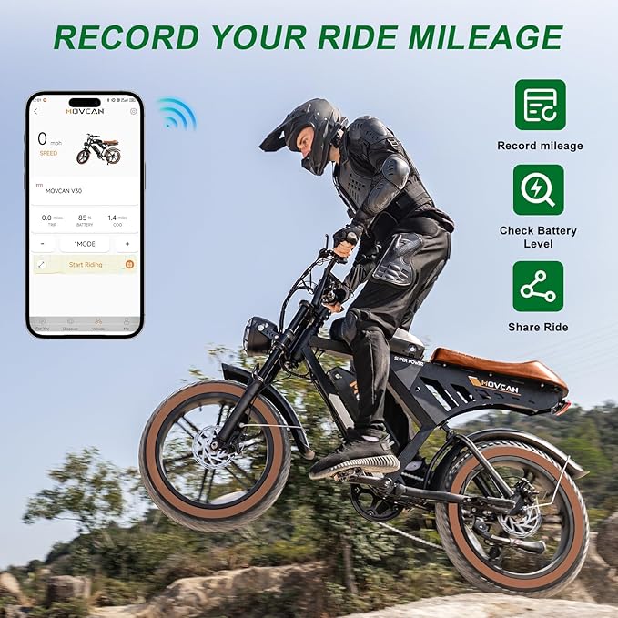 MOVCAN V30 Series Electric Bike for Adults, 3000W/1500W/1000W Motor, 20" Fat Tire Ebike, 37.5MPH/32MPH/28MPH, 120/70Miles, 48V 40Ah/31.2/15.6Ah Dual Battery Motorcycle Ebike for Commuting/Off-roading