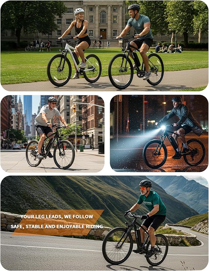 Electric Bike for Adults, 50/74 Miles 20 MPH Mountain EBike, Cadence/Torque Sensor with 500W Peak E Bike, 10.4/15.6Ah Removable Battery, 26“ Puncture-resistant Tires bike with Shimano 6-Speed