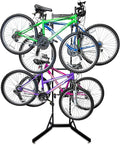 RaxGo Bike Garage Storage Rack, 4 Bicycle Garage Floor Stand, Adjustable, Freestanding, Adjustable Hooks, For Mountain & Road bicycles, Universal For Indoor Use