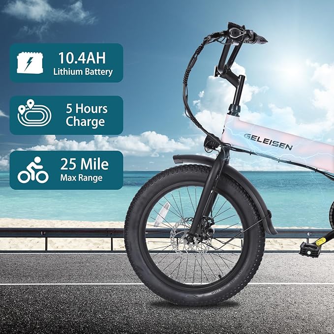 Folding Electric Bike for Adults, 20"×3.0 Fat Tire Electric Bicycle, 374.4Wh Battery Ebike, 20MPH Electric Cargo Bike with LCD Color Display & 6 Speed Gears (Fits for 5'0"+)