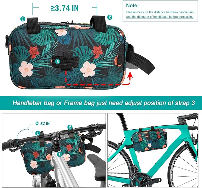 YEEGO DIRECT Handlebar Bag, Bike Bags for Bicycles, Multifunctional Water-resistant Scooter Crossbag Handbag Slant Across Mountain Bicycle Handlebar Frame Accessories(Navy Blue)